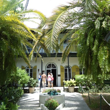 Visitors prepare to enter The Hemingway House in Key West, Florida, in August 2014.